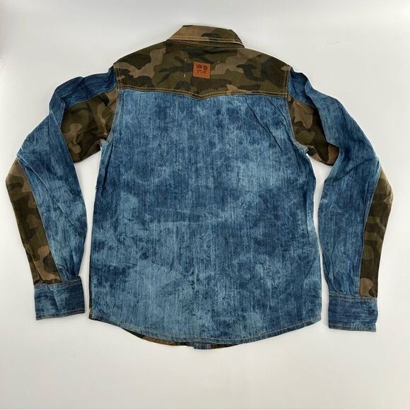 Allston Outfitter Deadstock Fatigue Camo Denim Western Pearl Shirt NWT M - Picture 2 of 8